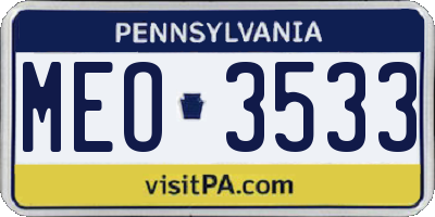PA license plate MEO3533