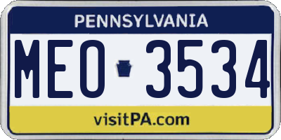 PA license plate MEO3534