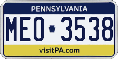 PA license plate MEO3538