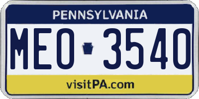 PA license plate MEO3540