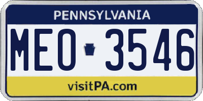 PA license plate MEO3546