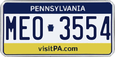 PA license plate MEO3554
