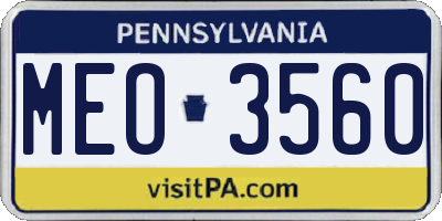 PA license plate MEO3560