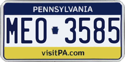 PA license plate MEO3585