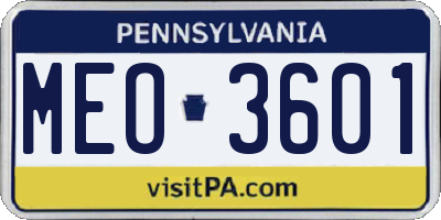 PA license plate MEO3601