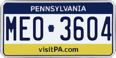 PA license plate MEO3604