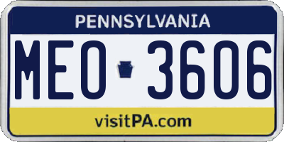 PA license plate MEO3606