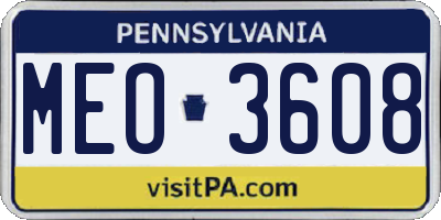 PA license plate MEO3608