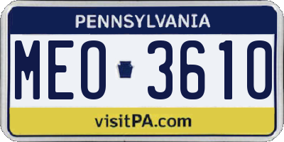 PA license plate MEO3610