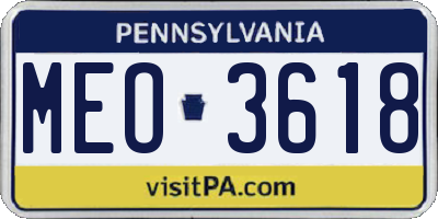 PA license plate MEO3618