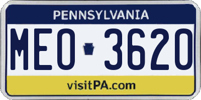 PA license plate MEO3620