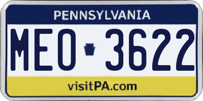PA license plate MEO3622