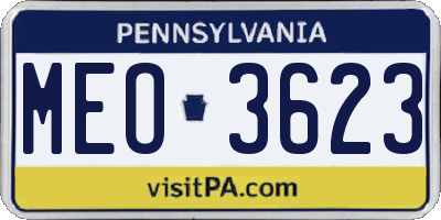 PA license plate MEO3623