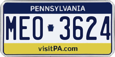 PA license plate MEO3624