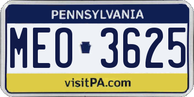 PA license plate MEO3625