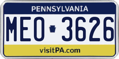 PA license plate MEO3626