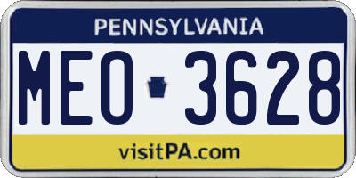 PA license plate MEO3628