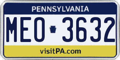 PA license plate MEO3632
