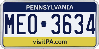 PA license plate MEO3634