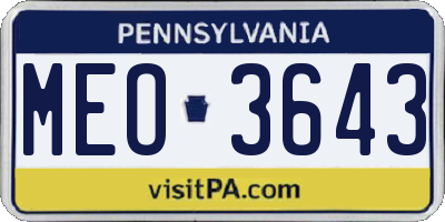 PA license plate MEO3643