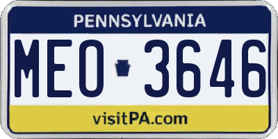 PA license plate MEO3646
