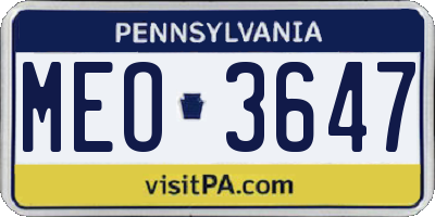 PA license plate MEO3647