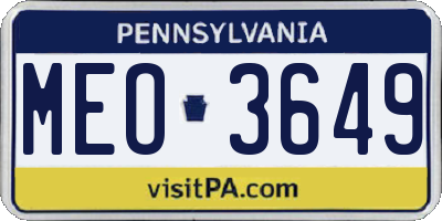 PA license plate MEO3649