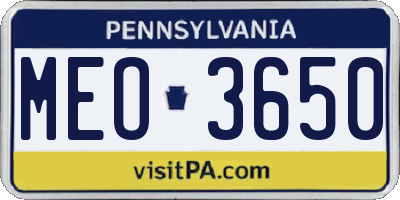 PA license plate MEO3650