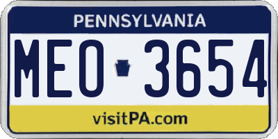 PA license plate MEO3654