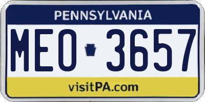 PA license plate MEO3657