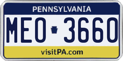PA license plate MEO3660