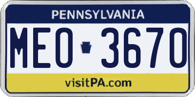 PA license plate MEO3670