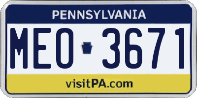 PA license plate MEO3671