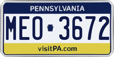 PA license plate MEO3672
