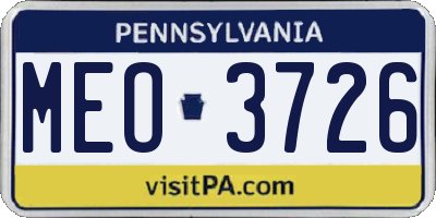 PA license plate MEO3726