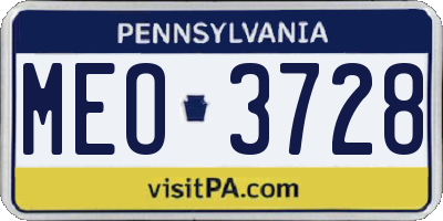 PA license plate MEO3728