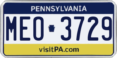 PA license plate MEO3729