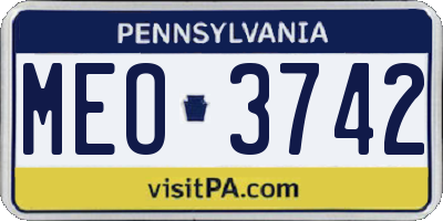 PA license plate MEO3742