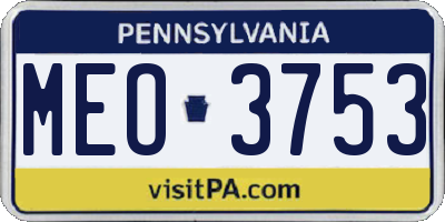 PA license plate MEO3753