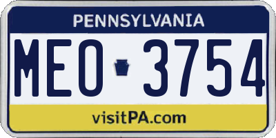PA license plate MEO3754