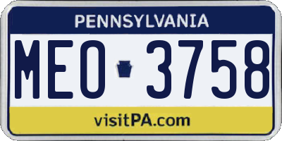 PA license plate MEO3758