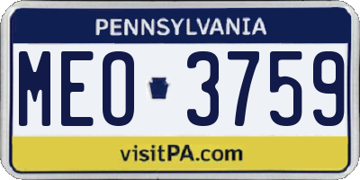 PA license plate MEO3759