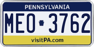 PA license plate MEO3762