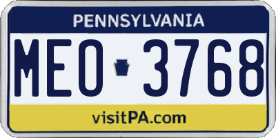 PA license plate MEO3768