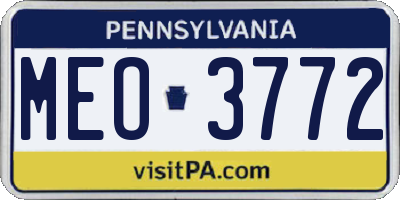 PA license plate MEO3772