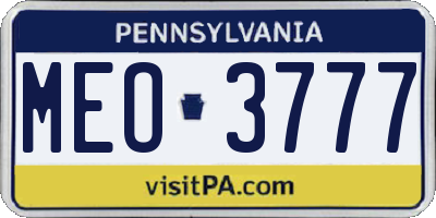PA license plate MEO3777