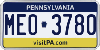 PA license plate MEO3780