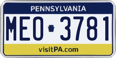 PA license plate MEO3781