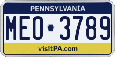 PA license plate MEO3789