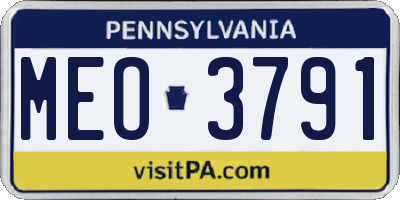 PA license plate MEO3791